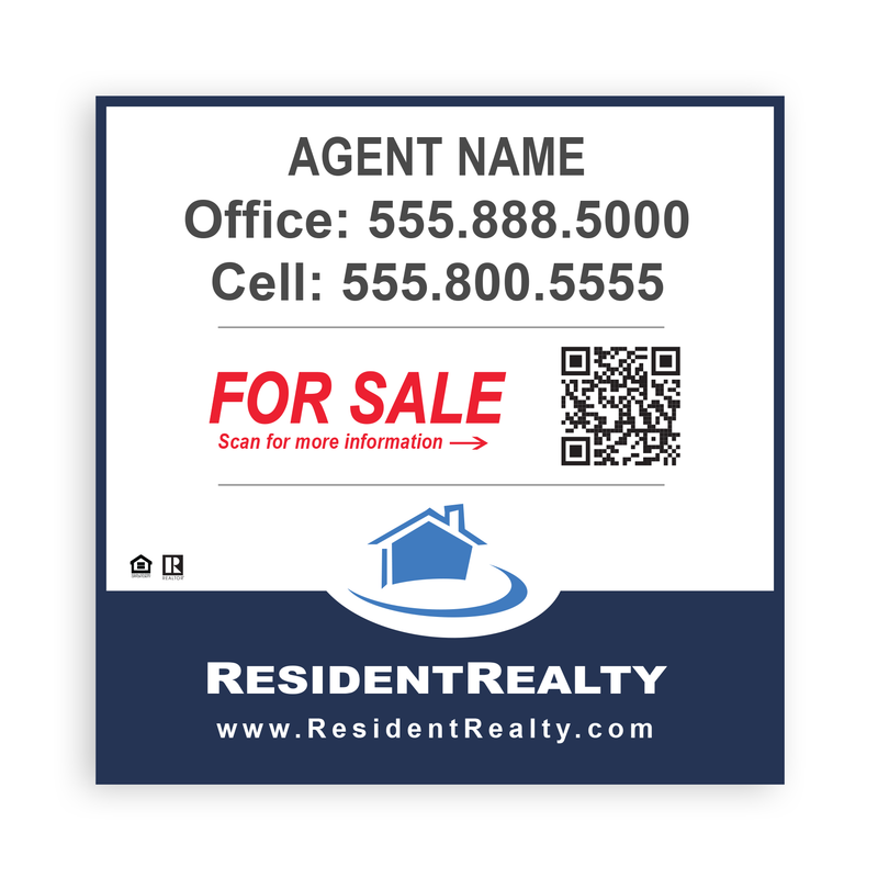 Resident Realty Panel [For H-Frame or Arm Post] | 24"W x 24"H Aluminum Panel | Choose Your Design & Update Name/Phone [2022]