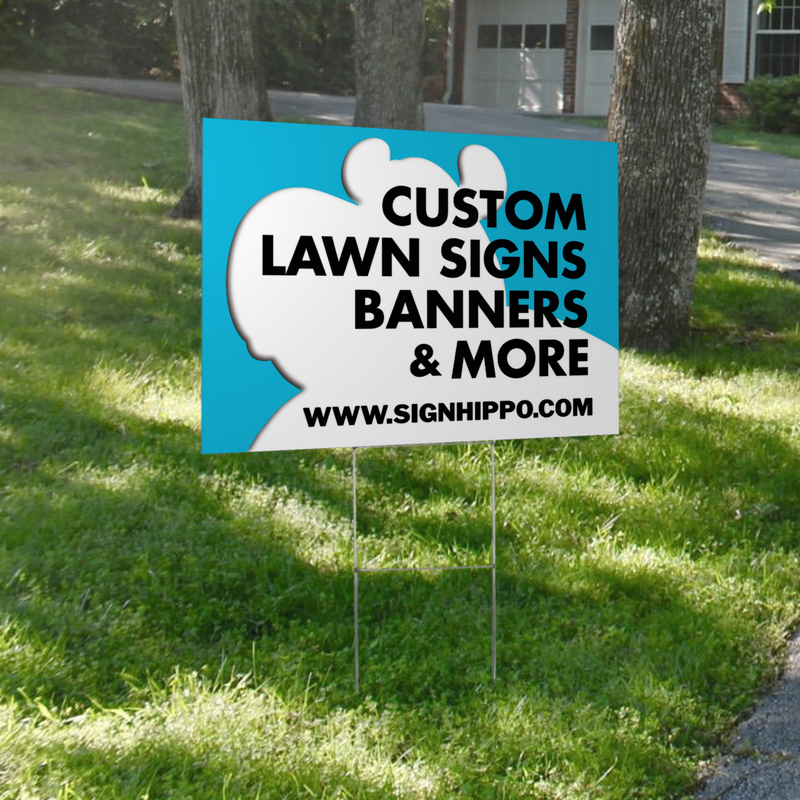 Custom Yard Signs | 24"W x 18"H, Double Sided, UV Printed | Choose Quantity & Signs Only or Sign with 6"W x 24"H Metal H-Stakes