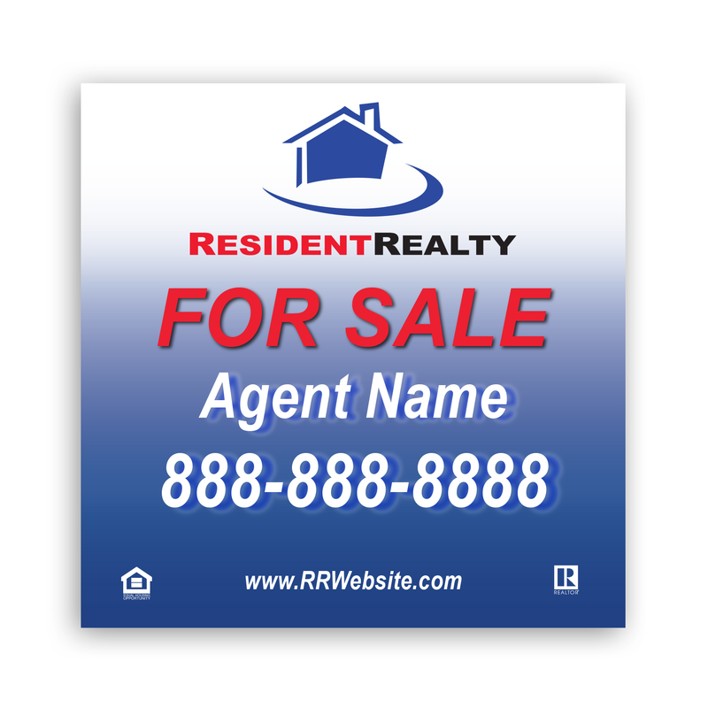 Resident Realty Panel [For H-Frame or Arm Post] | 24"W x 24"H Aluminum Panel | Choose Your Design & Update Name/Phone [2022]