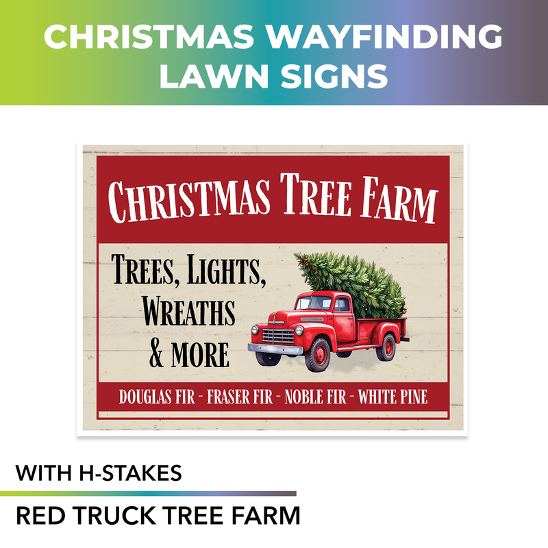 Holiday Lights, Christmas Trees  Pre Designed Yard Signs | 24"W x 18"H, Double Sided, UV Printed | Choose Quantity | Comes with 6"W x 24"H Metal H-Stakes (Copy)