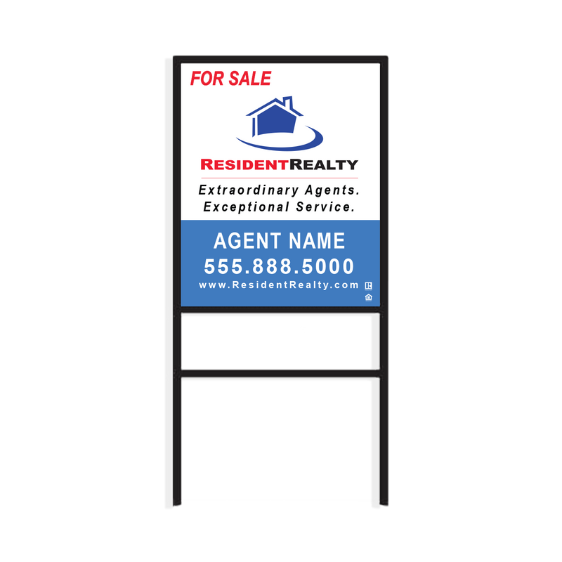 Resident Realty "New Agent" Sign Kit | Kit Includes H-Frames, Sidewalk Sign, & Lawn Signs