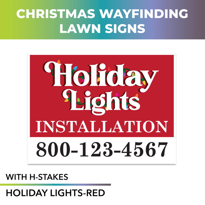 Holiday Lights, Christmas Trees  Pre Designed Yard Signs | 24"W x 18"H, Double Sided, UV Printed | Choose Quantity | Comes with 6"W x 24"H Metal H-Stakes (Copy)