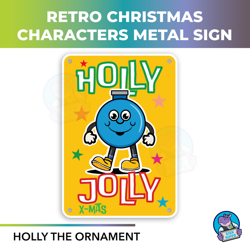 Retro Christmas Character Metal Signs. 10 x 7