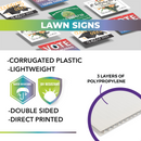 "Grand Opening" Pre Designed Yard Signs | 24"W x 18"H, Double Sided, UV Printed | Choose Quantity & Signs Only or Sign with 6"W x 24"H Metal H-Stakes