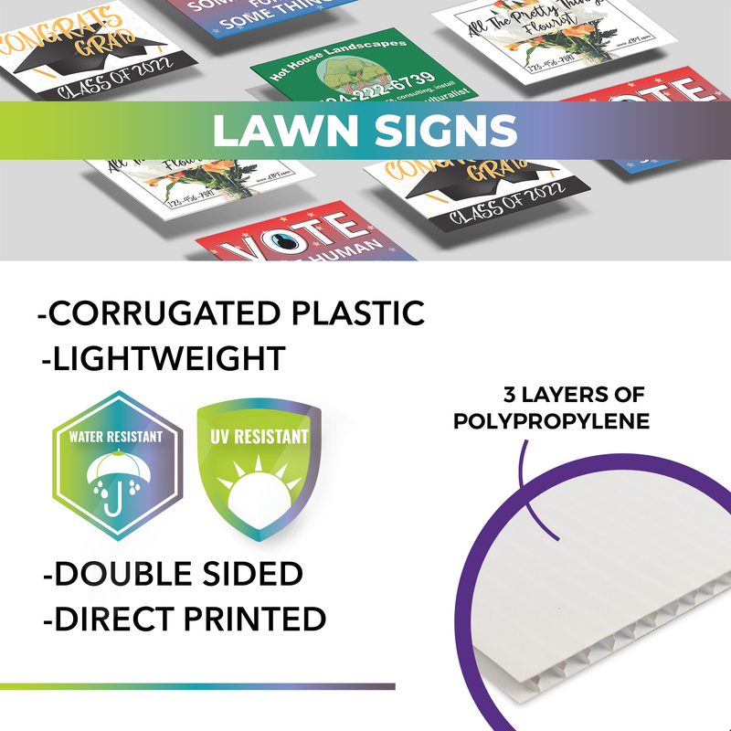 Wedding Wayfinding Yard Signs | 24"W x 18"H, Double Sided, UV Printed | Choose Quantity & Signs Only or Sign with 6"W x 24"H Metal H-Stakes (Copy)