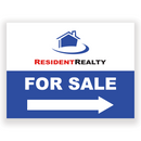 Resident Realty "FOR SALE" Metal Panel | 24"W x 18"H Aluminum (Panel Only) | Double Sided, Direct Print | [For A Frame of Your Choice]