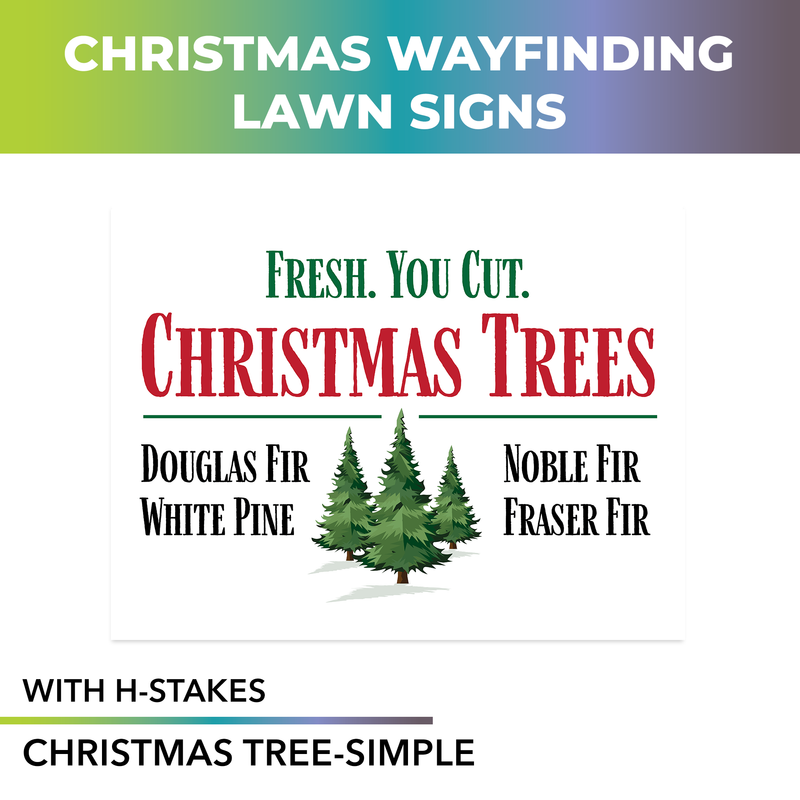Holiday Lights, Christmas Trees  Pre Designed Yard Signs | 24"W x 18"H, Double Sided, UV Printed | Choose Quantity | Comes with 6"W x 24"H Metal H-Stakes (Copy)