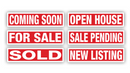 Real Estate Sign Riders | 24"W x 6"H | 6 Pack of Common Messages | Choose Aluminum or Corrugated Plastic