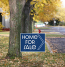 "Home For Sale" Pre Designed Yard Signs | 24"W x 18"H, Double Sided, UV Printed | Choose Quantity | Comes with 6"W x 24"H Metal H-Stakes