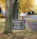 "Home For Sale" Pre Designed Yard Signs | 24"W x 18"H, Double Sided, UV Printed | Choose Quantity | Comes with 6"W x 24"H Metal H-Stakes