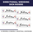 Wedding Sign Kit | 24"W x 6"H Signs (6) | Includes Metal H-Stakes, 6"W x 24"H (6) Designs: Parking (2), Reception (1), Wedding (2), Restrooms (1)