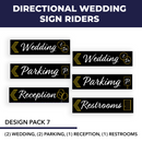 Wedding Sign Kit | 24"W x 6"H Signs (6) | Includes Metal H-Stakes, 6"W x 24"H (6) Designs: Parking (2), Reception (1), Wedding (2), Restrooms (1)