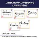 Wedding Wayfinding Yard Signs | 24"W x 18"H, Double Sided, UV Printed | Choose  Signs Only or Sign with 6"W x 24"H Metal H-Stakes