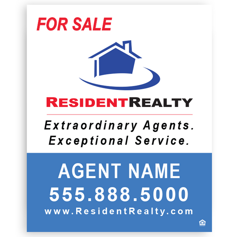 Resident Realty "New Agent" Sign Kit | Kit Includes H-Frames, Sidewalk Sign, & Lawn Signs