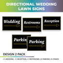 Wedding Wayfinding Yard Signs | 24"W x 18"H, Double Sided, UV Printed | Choose  Signs Only or Sign with 6"W x 24"H Metal H-Stakes