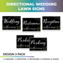 Wedding Wayfinding Yard Signs | 24"W x 18"H, Double Sided, UV Printed | Choose  Signs Only or Sign with 6"W x 24"H Metal H-Stakes