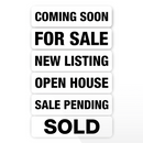 Real Estate Sign Riders | 24"W x 6"H | 6 Pack of Common Messages | Choose Aluminum or Corrugated Plastic