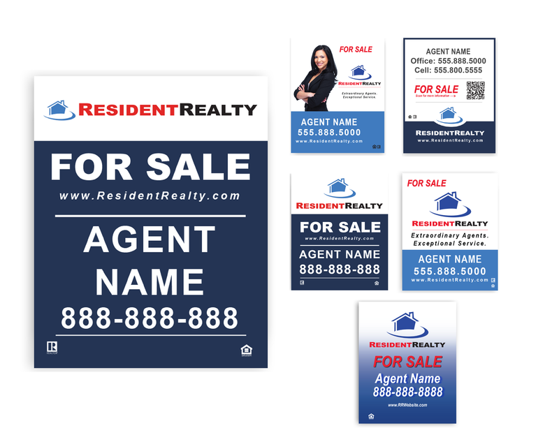 Resident Realty Panel [For H-Frame or Arm Post] | 24"W x 30"H Aluminum Panel | Choose Your Design & Update Name/Phone [2022]