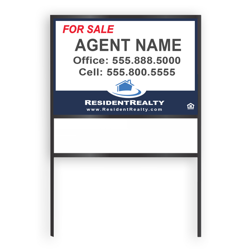 Resident Realty Commercial Sign (Large) | 48"W x 36"H Aluminum Panel (040"), Double Sided | Horizontal [Only Available for Local Delivery or Pick Up] 2022