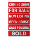 Real Estate Sign Riders | 24"W x 6"H | 6 Pack of Common Messages | Choose Aluminum or Corrugated Plastic
