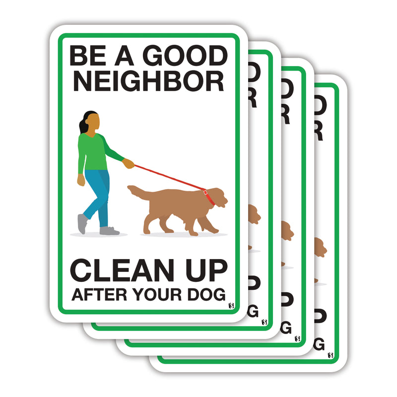 "Be A Good Neighbor, Clean Up After Your Dog" Yard Sign | Corrugated Sign | With 6"W x 12"H Metal H-Stake