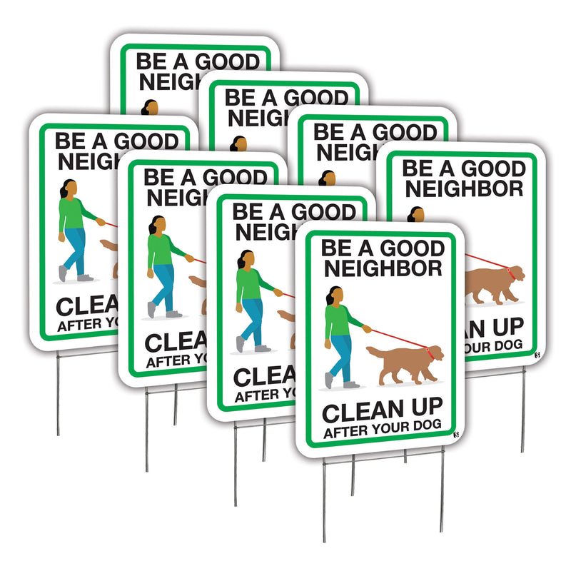 "Be A Good Neighbor, Clean Up After Your Dog" Yard Sign | Corrugated Sign | With 6"W x 12"H Metal H-Stake