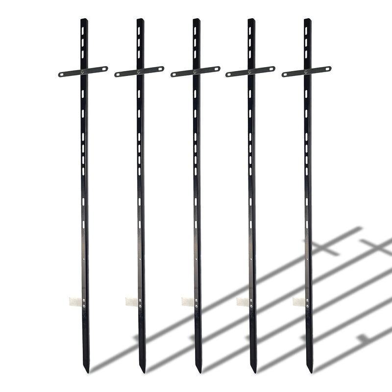 Heavy Duty Metal "Step Stake" for Signs | 46" Tall (~ 4ft) | Ground Insertion w/ Holes, Step Post, & Cross Beam