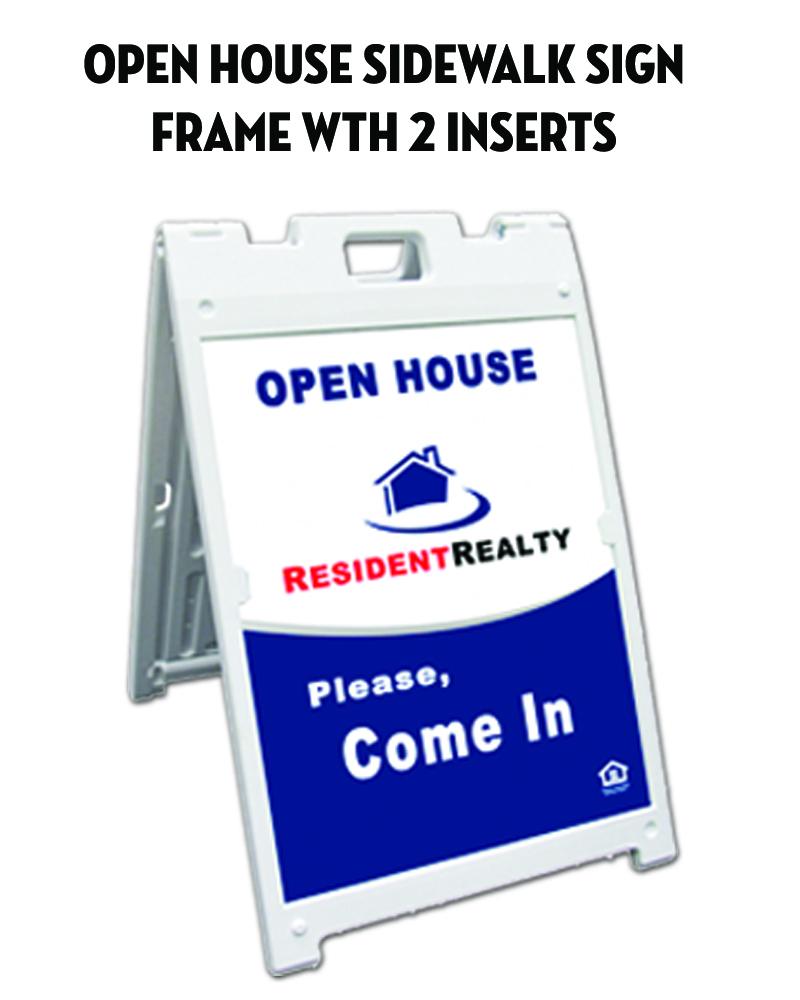 Resident Realty "Open House" A-Frame Sidewalk Sign | Includes 2, 18"W x 24"H Panels (CoroPlast)