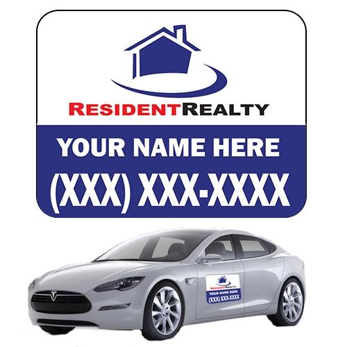 Resident Realty Vehicle Magnets | 18"W x 12"H or 24"W x 18"H (Rounded Corners) | Choose Your Size & Enter Your Information