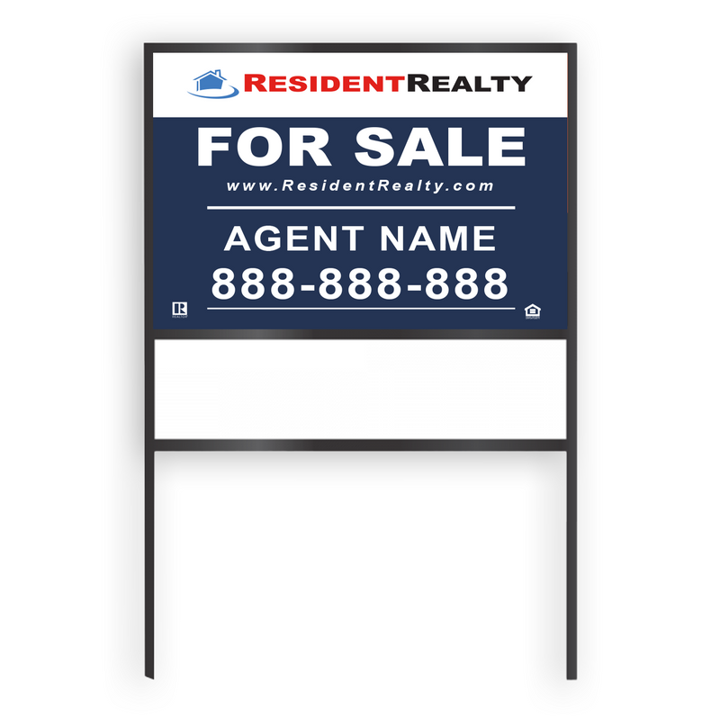 Resident Realty Commercial Sign (Large) | 48"W x 36"H Aluminum Panel (040"), Double Sided | Horizontal [Only Available for Local Delivery or Pick Up] 2022