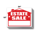"Estate Sale" Yard Sign | 24"W x 18"H Corrugated Sign | With 6"W x 24"H Metal H-Stake & Blue Arrows (2 Per)