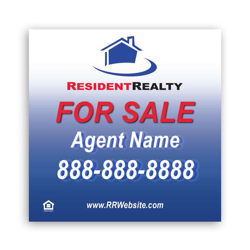 Resident Realty Panel [For H-Frame or Arm Post] | 24"W x 24"H Aluminum Panel | Choose Your Design & Update Name/Phone [2022]