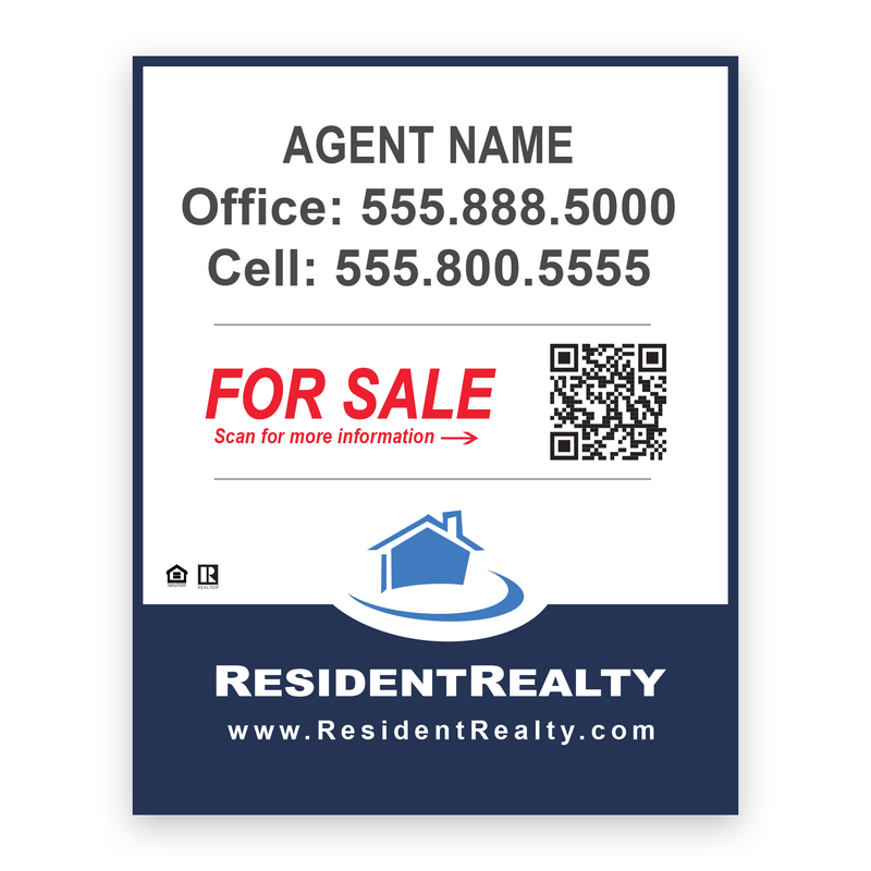 Resident Realty Panel [For H-Frame or Arm Post] | 24"W x 30"H Aluminum Panel | Choose Your Design & Update Name/Phone [2022]