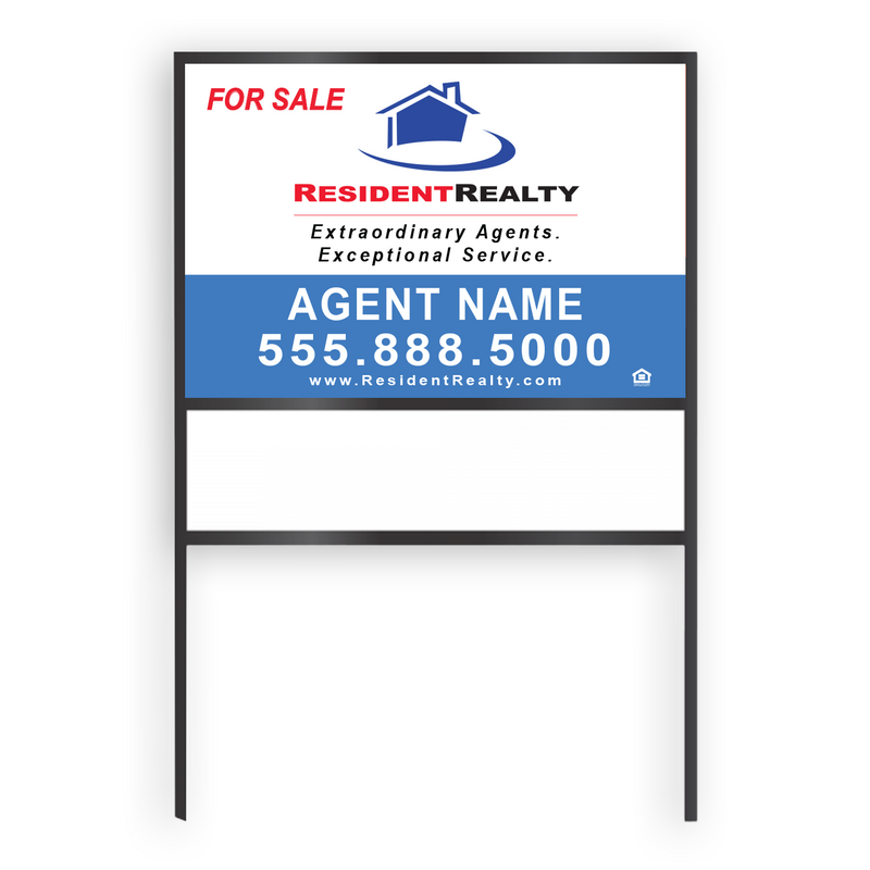 Resident Realty Commercial Sign (Large) | 48"W x 36"H Aluminum Panel (040"), Double Sided | Horizontal [Only Available for Local Delivery or Pick Up] 2022