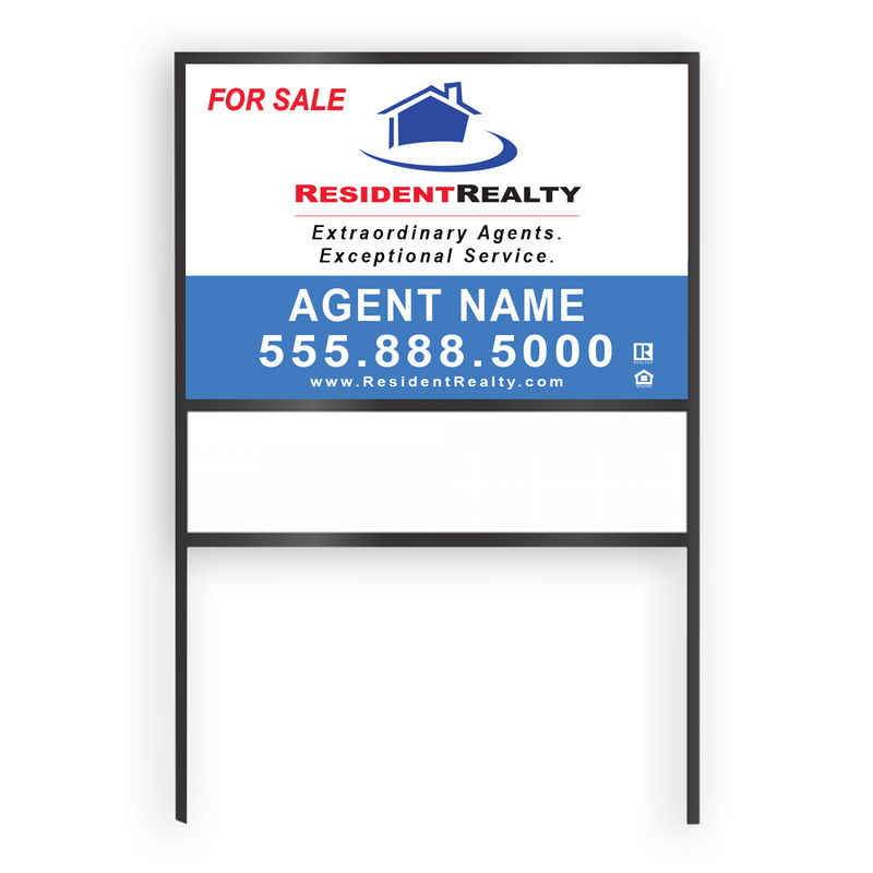 Resident Realty Commercial Sign (Large) | 48"W x 36"H Aluminum Panel (040"), Double Sided | Horizontal [Only Available for Local Delivery or Pick Up] 2022